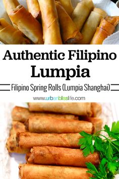 authentic filipino lumpa recipe with spring rolls and cilantro on the side