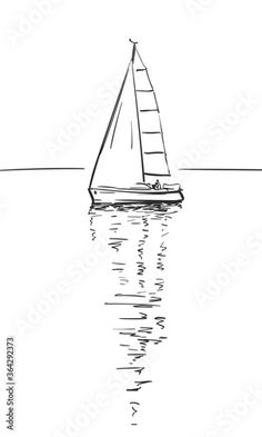 a drawing of a sailboat in the water