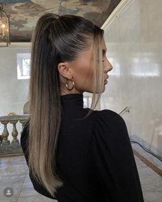 Gorgeous sleek half-up hairstyle with face framing pieces. Get ready for the holidays with these 10 gorgeous holiday hairstyles! From Christmas hair inspo to chic ponytails, curls, and festive hair ideas, these looks are perfect for any celebration. Whether you need last-minute glam or creative hair ideas, you'll love these trending styles! 🎀✨ #HolidayHairstyles #ChristmasHair #HairInspo #HairIdeas #FestiveLooks