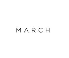 the word march written in black on a white background