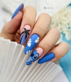 Disney Nail Art, Paznokcie Hello Kitty, ليلو وستيتش, Disney Acrylic Nails, Kutek Disney, Fake Nails Designs, Cute Simple Nails, Cute Nails For Fall, Nail Art Disney