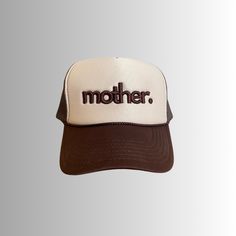 Cheap Brown Trucker Hat With Letter Print, Brown Trucker Hat, Hat With Patches, Strong As A Mother, Puff Embroidery, Retro Hat, Retro Hats, Charitable Organizations, Hat Ideas