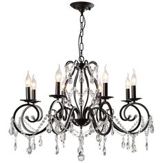 a chandelier with crystal drops hanging from it's center and four lights on each side