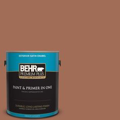 a white paint can with the words behr premium plus painted on it's side