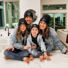 Coordinating Family Beanies Mama, Dada, Kids. Made in the USA. Mother Son Matching Outfits, Bennies Hats, Kids Head, Lil Sis, Family Photoshoot Outfits, Mom Hats, Big Sis, Black Beanie, Family Fashion