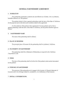 a sample agreement for a company is shown in this document, which contains two separate sections