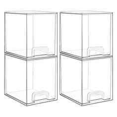 two clear boxes with lids on each side