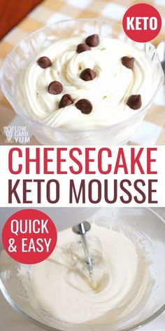 the book cover for keto cheesecake keto mousse