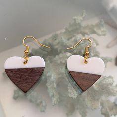 Brand New Resin Wooden Earrings With Gold Hooks. These Are A Combination Of Walnut Wood And Resin. The Wood Will Vary In Shade. Makes A Perfect Gift Gold Hooks, Wood And Resin, Wooden Earrings, Walnut Wood, Heart Earrings, Walnut, Jewelry Earrings, Women Jewelry, Perfect Gift