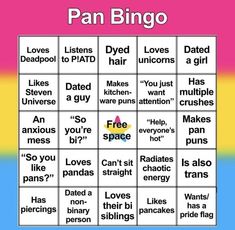 #panquiz #panbingo #pansexual Fill The Jars Template, About Me Template, Lgbt Quotes, Lgbtq Quotes, Bingo Sheets, Lgbt Humor, Bingo Template, Lgbtq Funny, Pansexual Pride