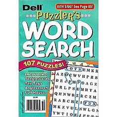 dell puzzles word search book with numbers and letters