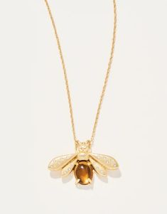 Honey Bee Slide Necklace Bronze - $49.00 Lowcountry Style, Crystal Set, Warm Brown, Opal Crystal, White Opal, Honey Bee, Matte Gold, Blue Glass, Chain Lengths