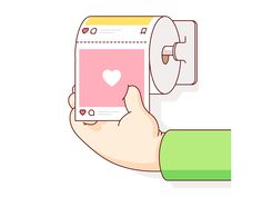 a hand holding a smart phone in front of a toilet paper dispenser