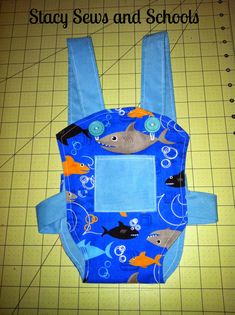 a blue bag with fish and bubbles on it