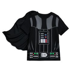 Breathe new life into your little Star Wars fan's wardrobe with this Darth Vader t-shirt. The attached cape and the big, bold screen art of Lord Vader's control panel add drama to the instantly recognizable look. So much more than an ordinary tee, it will make your child breathe a sigh of joy. Or is that Darth Vader? Darth Vader Outfit, Darth Vader Halloween Costume, Cape For Kids, Darth Vader Costumes, Capes For Kids, Screen Art, Disney World Outfits, Star Wars Kids, Star Wars Tshirt