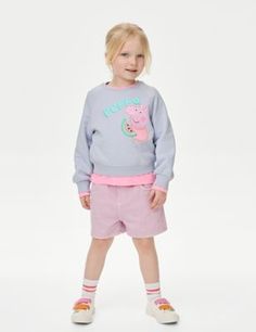 Playdates just got even more fun thanks to this cotton-rich Peppa Pig™ sweatshirt. Regular fit, with cosy long sleeves. Featuring Peppa holding a juicy slice of watermelon. Anti Chafing Shorts, Thermal Vest, Girls Jumpers, Socks And Tights, Cashmere Coat, Curves Workout, Petite Maternity, Peppa Pig, Shop Swimwear