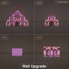 four different screens showing how to use the wall upgrade in minecraft 1 4 2