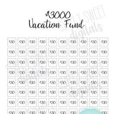 the $ 200 vacation fund sticker sheet is shown in blue and white with an elephant on