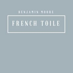 the french toile logo is shown on a light blue background with white lettering that reads,