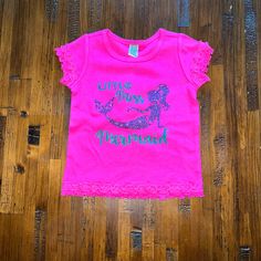 Pink Little Miss Mermaid Shirt. 100% Cotton. Never Worn Before. Brand New. Reduced Price. Mermaid Shirt, Unicorn Shirt, Pink Unicorn, Girls Tees, Little Miss, Shirt Color, Kids Shirts, Shirts Tops, Colorful Shirts