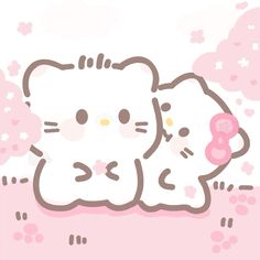 the hello kitty wallpaper is pink and has an image of a cat on it