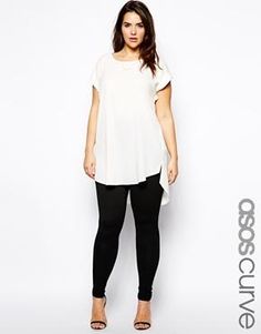 Plus size clothing | Plus size fashion for women | ASOS Dress Up Black Leggings, Black Leggings Plus Size, Tunics With Leggings, Leggings Plus Size, Look Plus Size, Curvy Style, Velvet Leggings