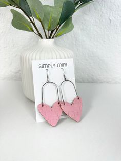 Make a statement with these beautiful earrings in a fun heart shape! Lightweight and comfortable, you'll reach for these over and over. Made in house with genuine leather-backed cork + stainless steel hardware. Pattern varies slightly from piece to piece. Length: 2.5" Earrings Multiple, Bubble Gum Pink, Love Earrings, Heart Drop Earrings, Mini Heart, Bubblegum Pink, Bubble Gum, Heart Shape, Pink Gold