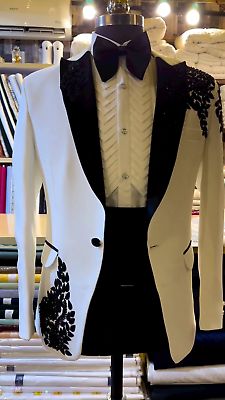 Designer White Tuxedo suit with embroidery Bespoke made to order | eBay Prom Suits For Men, Modern Mens Fashion, White Tuxedo, Suit For Men, White Suit, Prom Suits, Tuxedo Wedding, Tuxedo Suit, Black Feathers