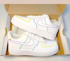 Painted Air Force 1, Outline Design, Leather Paint, Nike Air Force Ones