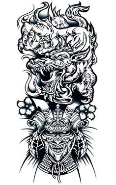 an image of a japanese mask tattoo design