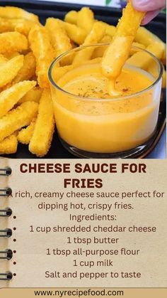 a recipe for cheese sauce with fries on the side