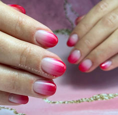 33 Red Ombre Nails: Cute and Stylish Choices Red Ombre Nails Short, Red And Pink Ombre Nails, Pink Ombre Nails