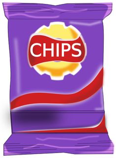 a bag of chips on a white background