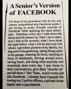 a newspaper article with an image of a person's version of facebook