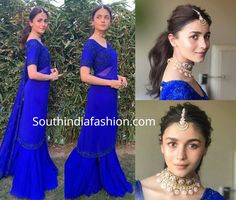 Ponytail With Tikka, Alia Bhat Friends Wedding, Saree Idea For Friends Wedding, Maang Tikka With Saree, Maang Tikka On Saree, Alia Bhatt In Blue Saree, Alia Bhatt Ponytail Hairstyles, Alia Bhatt In Manish Malhotra, Alia Bhatt Ponytail