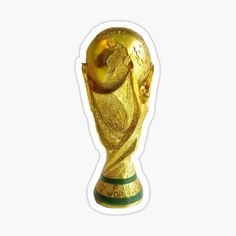 a golden soccer trophy sticker on a white background