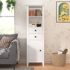 a living room scene with focus on the bookcase