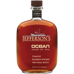 a bottle of jefferson's ocean aged at sea straight bourbon whiskey on a white background