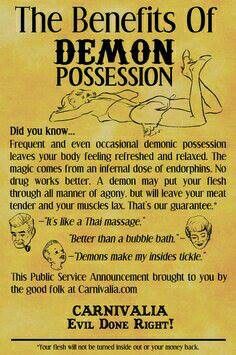 an advertisement for the benefits of demon possession, with instructions on how to use it