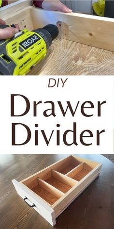 the diy drawer divider is open and ready to be used