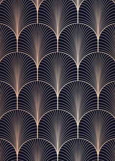 an art deco fan pattern in blue and gold