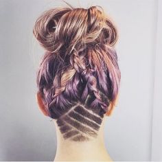 #HairTattoo #fryzury #hair Undercut Hair Designs, Undercut Hairstyles Women, Undercut Long Hair, Undercut Women, Shaved Nape, Short Hair Undercut, Hair Tattoos, Shaved Hair