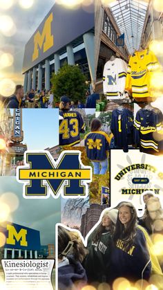 collage of michigan university images with blurry lights