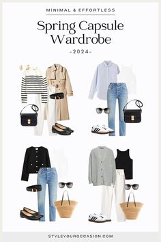 If you are looking for inspiration for spring outfits, this spring capsule wardrobe edition for 2024 is your answer. This elevated, effortless, and classic casual spring capsule wardrobe will take you from day to night. Spring outfits 2024 trends Capsule Wardrobe Casual, Capsule Wardrobe Women, Spring Summer Capsule Wardrobe, Classic Capsule Wardrobe, Capsule Wardrobe Outfits, Spring Capsule, Europe Outfits