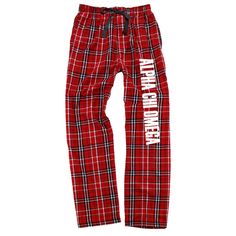 "Alpha Chi Omega Flannel Pajama Pants Lounge around in your dorm or sorority house in these super comfy flannel pants. Our beautiful flannel pj pants come with Alpha Chi Omega printed in white down the leg. Buy for yourself or they make a great gift for your favorite A Chi O! Select color and size from the drop down menu. Features pockets, covered elastic waistband taping, longer length roomy cut. Constructed from super-soft 4oz 100% cotton flannel. Sized Adult S-XXL Unisex Fit - please see our Flannel Pj Pants, Sorority House, Pajama Bottoms Womens, Comfy Pjs, Flannel Pajama Pants, Alpha Chi Omega, Alpha Chi, Flannel Pants, Chi Omega