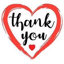 thank you handwritten lettering in a heart shape on white background with red strokers