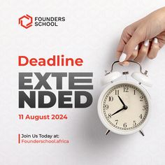 a person holding an alarm clock with the words deadline extd next to it