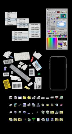 an image of the back side of a cell phone with various stickers on it