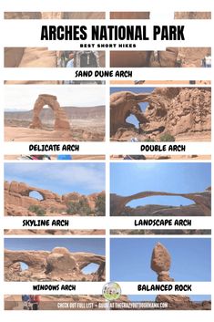 the arches in arches national park are labeled with different locations and names for each area