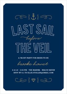 the last sail before the veil bridal party is set up in navy blue and gold